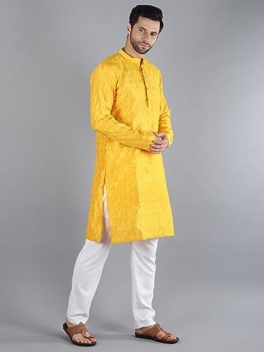 Image of Uri and MacKenzie Embroidery Silk Men's Kurta Pyjama Set