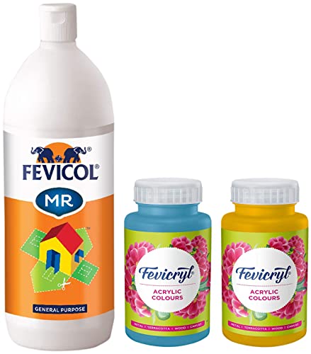 Image of Pidilite Fevicol MR Glue for Events, Decorations & Craft Projects (1kg) & Acrylic Painting Color (500ml) & Acrylic Colour (500 ml)