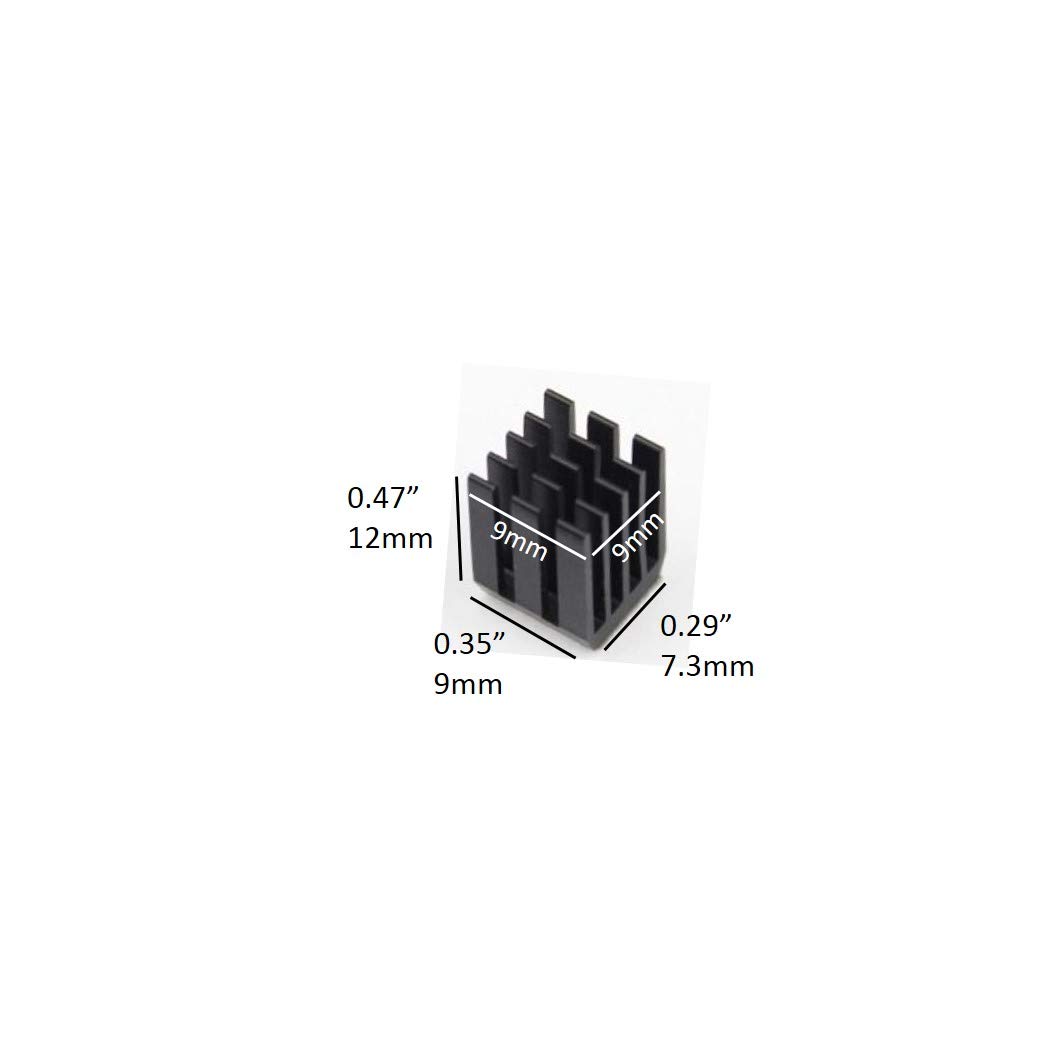 Easycargo 30pcs 3D Printer Heatsink Kit + 3M8810 Thermal Conductive Adhesive Tape, Cooler Heat Sink Cooling TMC2130 TMC2100 A4988 DRV8825 TMC2208 Stepper Motor Driver Module (30pcs 9mmx9mmx12mm Black)
