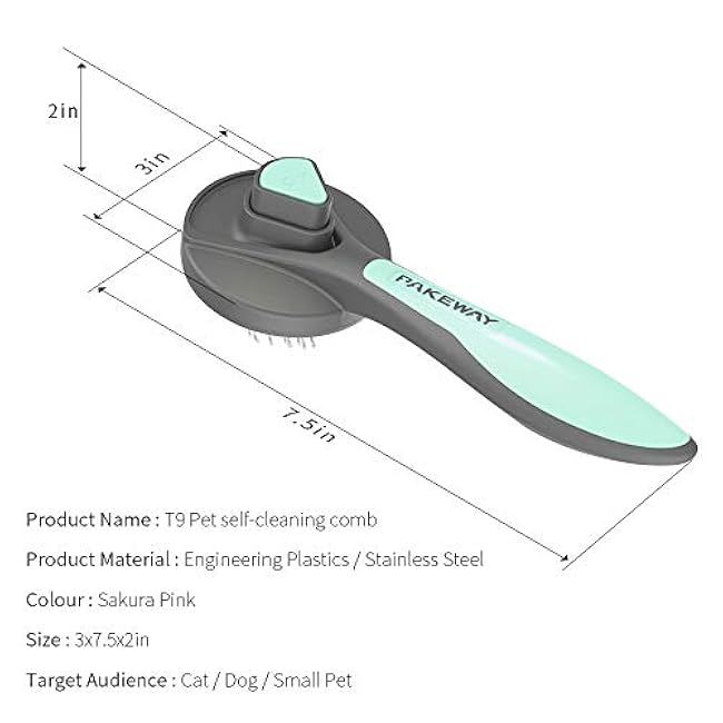 PAKEWAY Cat & Dog Grooming Brush - Self Cleaning, Release Button, Kitten & Pet Brush for Short, Medium & Long Hair (Green)-RBsrMlIE