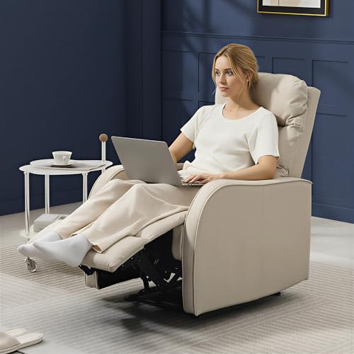 HOMCOM Sillón Relax Reclinable Manual, Sillón Relax Tapizado en PU con Reposapiés Retráctil, Acolchado Grueso, Butaca Reclinable hasta 160º, para Salón, Dormitorio, Crema, 65x89x100 cm - imagen 7