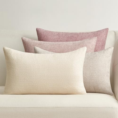 Topfinel Housse de Coussin 30 x 50 Lot de 4 Decoratives Rose Colorees Dégradées Chambre Salon Maison Housse Coussin Carré Chenille Doux pour Canapé Lit...