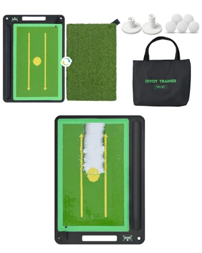 Cusprtm Divot Trainer Pro Set - Dual-Surface Golf Swing Path Mat | Diagnose & Verify Practice Solution: Trace Pad for Instant Impact Feedback+Turf Pad for Real Fairway Feel | Shock-Absorbing Base