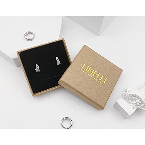 LIHELEI Halskette Damen mit Anhängern, 925 Sterling Silber Damen Smaragd Zirkonia Kette Plaettchen Silber mit Basic Kristalle, Minimalistischer Schmuck - Gold/Smaragd CZ