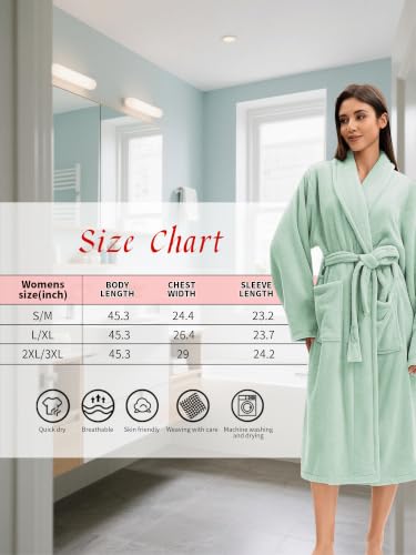 Image of Soft Robe For Women,Warm Plush Bath Robes Female,Spa Towel After Shower Lightweight Long Bathrobe
