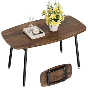 WOHOMO Folding Coffee Table Rustic Small Coffee Tables for Living Room Farmhouse Portable Table for Small Spaces Rectangular Mid Century Coffee Table, No Assembly 31.5 * 15.7 * 17.7IN, Walnut