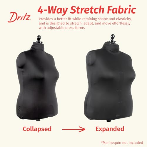 image for Dritz Dress Form Cover, Large, Black, 100% Polyester 4-Way Stretch Fab