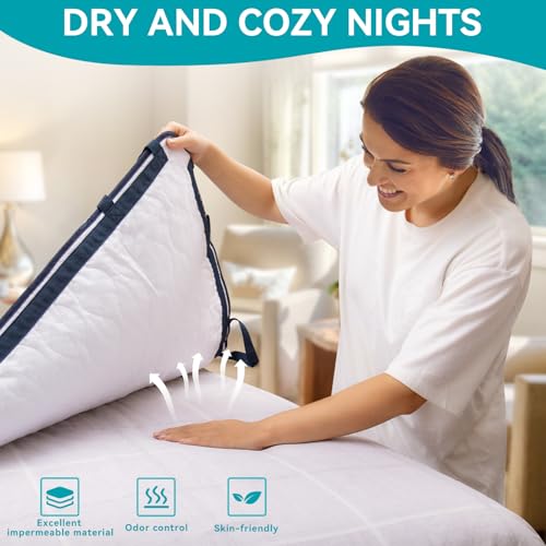 Image of Multipurpose Positioning Bed Pad 31 x 47 inch with Reinforced 10 Handles -Washable, Waterproof, Reusable Pad for Elderly, Bedridden, Transfer, Repositioning, Incontinence & Mattress Protection, Navy Blue
