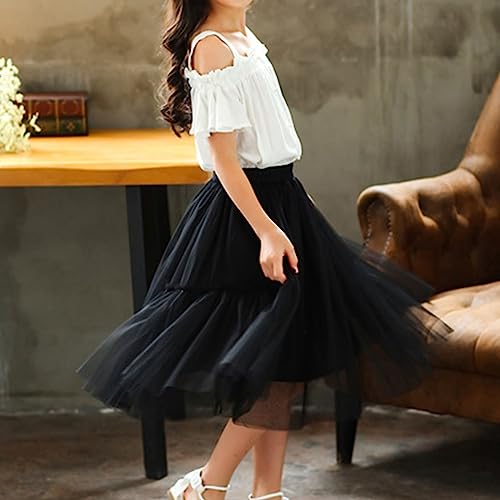 Little Girls Long Skirt Carnival Tiered Tulle Dress A Line High Waisted Layered Mesh Tutu Skirt Petticoat2