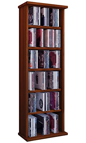 VCM 25244 Vostan Cœur de Noyer Tour pour 150 CD/DVD sans Porte en Verre Imitation Structure Bois