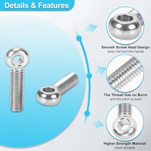 M6 Drehbolzen Fischaugenbolzen - 20 Stück M6 x 20mm Augenbolzen 304 Edelstahl Maschinen-Schulter-Liftaugenbolzen, Ringmutter Ring Schraube für die Automobilherstellung Ventile Rohre