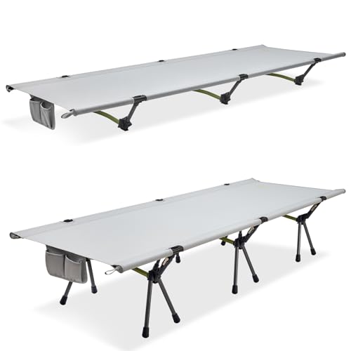 ATEPA Cama plegable ultraligera, plegable, ligera, con bolsa de transporte, portátil, capacidad de carga de hasta 150 kg, para camping, camping, senderismo, viajes, oficina, negro, 190 x 65 x 17/41 cm