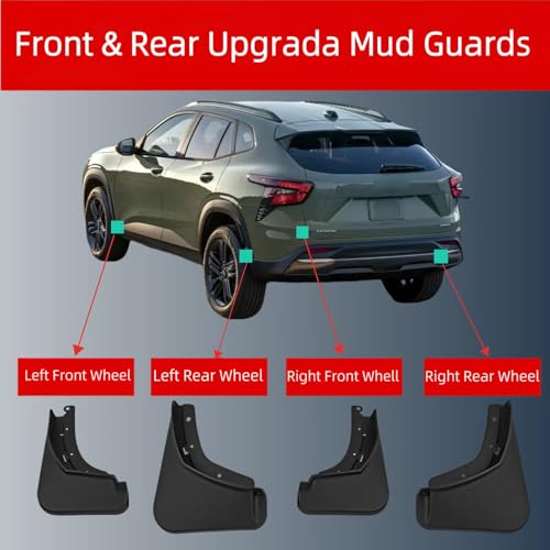 Image of No Drill Mud Flaps Compatible with Chevrolet Chevy Trax SUV 2024-2026, Custom Fit All Weather Tire Protector, OEM-Style Textured Black Mud Guards Exterior Accessories 4PCS