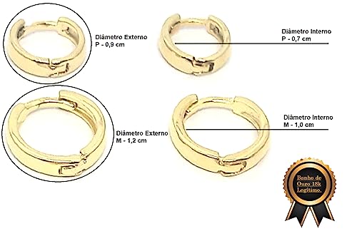Conjunto De Brincos Argolas 1º E 2º Furo Banhado A Ouro