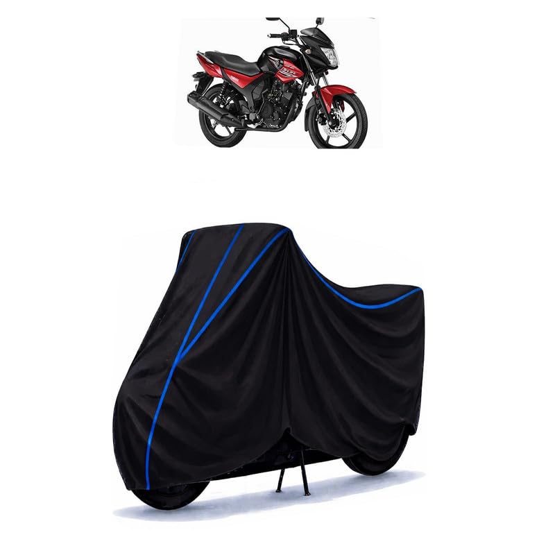 Image of SZ-RR Version 2.0 Bike Cover Water Resistant Universal Motorcycle Rain | Heavy Duty UV Protection, Dust, Scratch Indoor Outdoor All Weather with Black Blue Piping Elastic