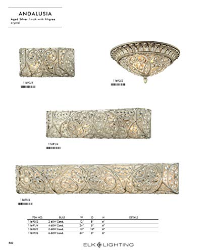 Elk Lighting 11691/4 Andalusia Collection 4 Bath Light Fixture, Aged Silver #TOP6