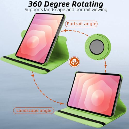 Image of TGK 360 Rotatable Flip Cover for Samsung Galaxy Tab S11 Case 11 inch 2025, Galaxy Tab S10 Lite / S10 FE / S9 FE 10.9 inch / S9 11 Inch 2023 (Green)