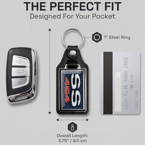 Image of Brotherhood 1970 Compatible with SS 454 Engine Fathom Blue Emblem Design Key Chain Key Holder Key Ring For Men Heavy Duty Car Key Ring For Men and Women
