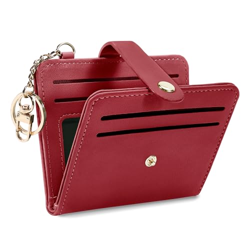 Image of Airkit Small Wallet Women RFID, PU Leather Card Holder with Keychain | Slim Compact Zipper Coin Purse for Ladies, Travel Holiday Gifts for Mom, Cute Mini Bifold Wallets