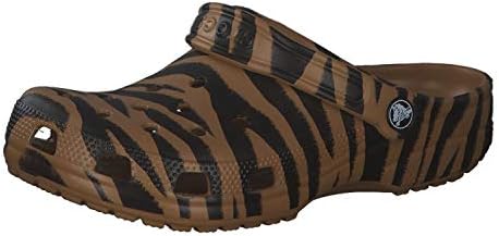 Crocs Unisex-Adult Classic Animal Print Clogs | Zebra and Leopard Shoes, Dark Gold/Zebra Print, 12 Men/14 Women