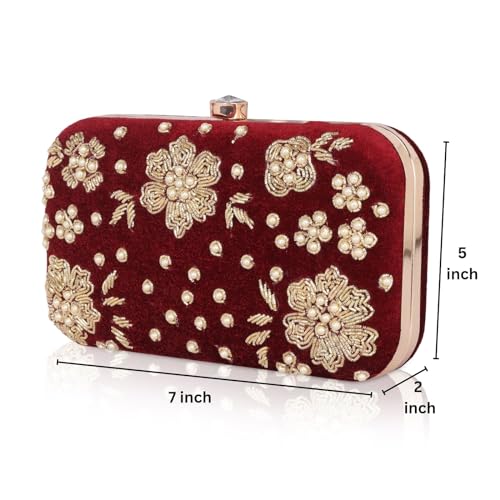 Image of RABIYA Clutch Purse for Women Formal Dressy Evening Clutches Handbags for Wedding Elegance Charm Premium Elegance Clutch Bag with Detachable Chain Handal | Gift for Women | Clutch for Women