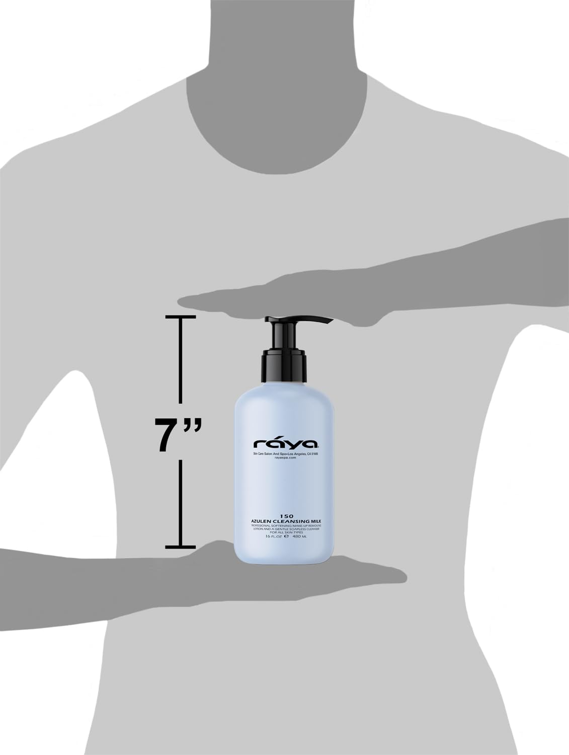 Raya Azulen Facial Cleansing Milk 16 oz (150) | Calming and Refining, Soap-Free Fluid Cleanser and Make-Up Removing Lotion | Made with Azulene Extract and Aloe Vera | Great for Sensitive Skin