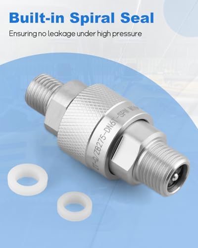 M16-M14 Hydraulic Quick Connect Fittings, 2 Pcs Hydraulic Quick Coupler w/Build-in Plunger, Fit for AGT and Chinese Mini Excavators - 2 Male & Female Hydraulic Hose Fittings - 3