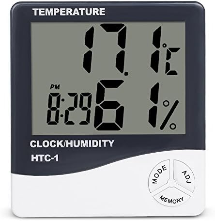 Plastic Digital Hygrometer with LCD Display (White)