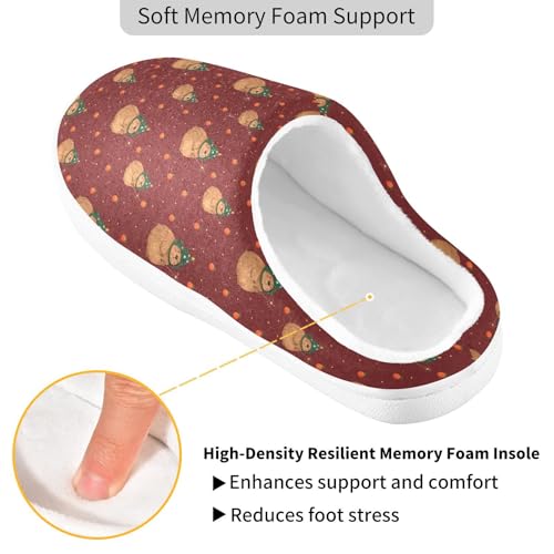 Fuzzy Memory Foam Slippers for Women/Men Kapibala Christmas Pattern Fluffy Winter House Shoes Indoor and Outdoor3
