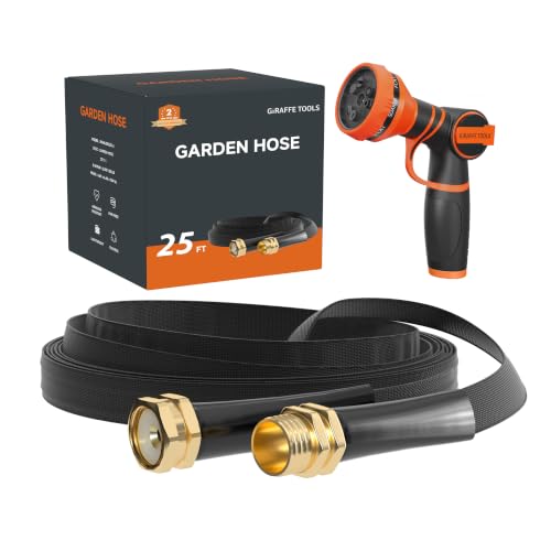 Giraffe-Tools-Garden-Hose-25FT-Lightweight-Lay-Flat-Water-Hose Giraffe Tools Garden Hose 25FT Lightweight Lay Flat Water Hose - Image 1