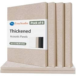 TroyStudio Thickened Acoustic Panels, 16 x 12 x 0.5 Inches Pack of 6 Felt Wall Decor Tiles Sound Absorbing Board, Noise Reverb Echo Dampening Soundproof Padding for Door Music Recording Home Studio
