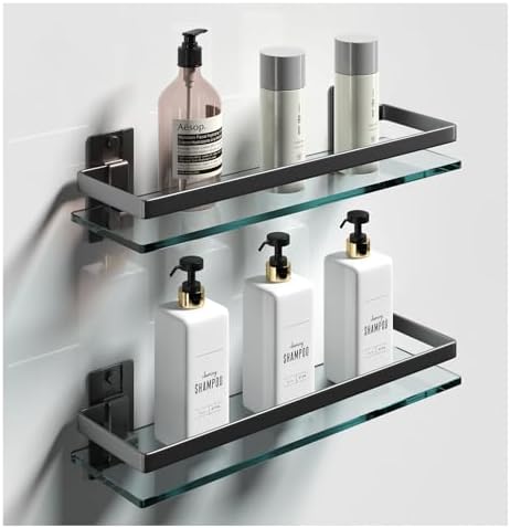 Amazon.com: KATASKI 3 Pack Bathroom Glass Shelf ，Aluminum Tempered ...