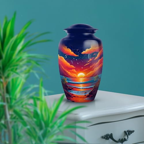 Image of Beach Urn - Memorial Ashes - Combo 2 - Large with 3 Inch Pack of 2 - Large Funeral Adult - Small Urns for Human Ashes - Decorative Urns for Adult Male & Female