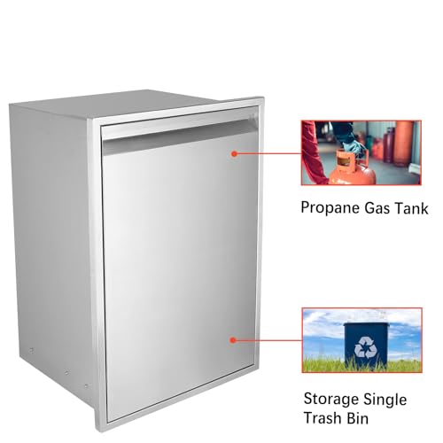 Karpevta Built-in Outdoor Kitchen Trash Drawer W13.6XH26XD19 Inch Outdoor Kitchen Drawers Stainless Steel Flush Mount Roll Out Trash Drawer Storage for Propane Tank or Trash Can - Thumbnail 6