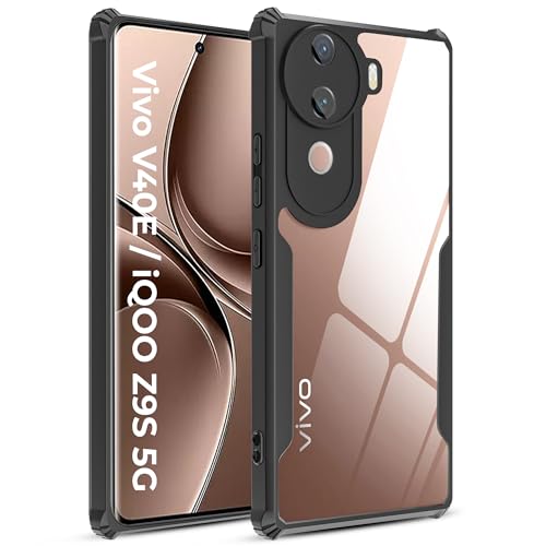 Image of A rtistque Clear Hard Transparent Acrylic Armor Anti-Drop Shockproof TPU Edge Back Cover Case for Vivo V40e - Black