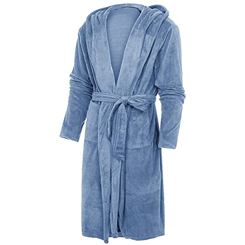 Vêtements de maison robe manches longues capuche bleu clair M