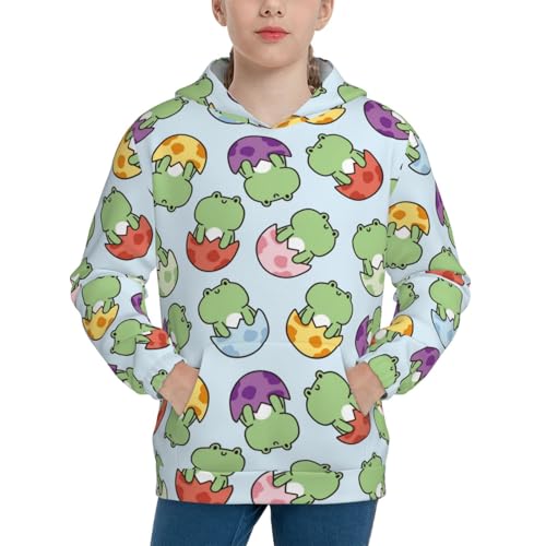 Cute Frog in Egg Kid Hoodies Boys Sweatshirts Girls Pullover with Pocket