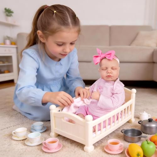 Aori Reborn Baby Dolls Girl - 20 Inch Realistic Newborn Sleeping Weighted Cloth Body Lifelike Baby with Hand-Painted Features & Pink Outfit Set - Cuddle Weighted Doll, Gift for Collectors & Kids 3+ by Aori - Used condition - US$31.70