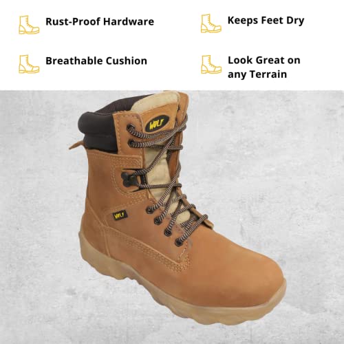 Wolf Work Boot | Waterproof Treated 100% Genuine Mexican Leather | Oil Resilient | Plain Toe | Insulated | Non-Slip Rubber Sole | Ankle Boot | Comfortable Padded Collar | Construction | Industrial Ppe #TOP2