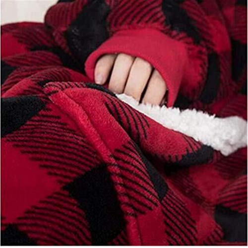 Unisex Hoodie Blanket Sweatshirt,Sherpa Giant Pullover with Large Front Pocket,Ultra Soft Sherpa Fleece Warm,Oversized Wearable Blanket Hoodie,TV-Blanket For