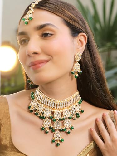 Image of Rubans Beads Necklace Set Gold Plated Traditional Jewellery Gift for Women & Girls