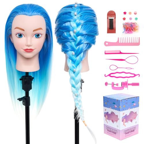 Neverland Beauty Mannequin Head with Hair, 20 Inch Cosmetology Manikin Barbie Head Styling Doll for Practice Braiding, Doll Head for Hair Styling Braiding Hairdressing for Girls