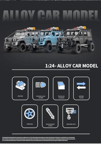 Image of 1:24 Diecast Model Alloy Beenz G550-4X4 Modified Alloy Metal Pull Back Car with 6 Openable Doors & Sound Light Auto Toy car Best Gift Toys for Kids Boys(Colors as Per Stock)