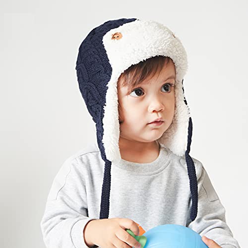 Baby Winter Hat Ear Flap Beanies Cap for Boys Girls,Toddler Knit Hat with Fleece Lined3