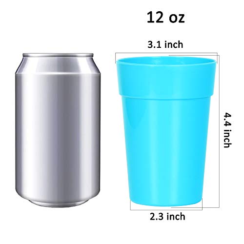 Youngever 18 Pack 12 Ounce Plastic Kids Juice Tumblers, Unbreakable Drinking Glasses, Plastic Cups (Coastal Colors) #TOP1