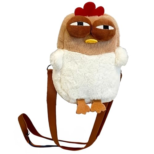 Cute Plush Crossbody Bag Chicken Phone Coin Pouch Purse Detachable Strap for Daily Commute, Office, and Parties