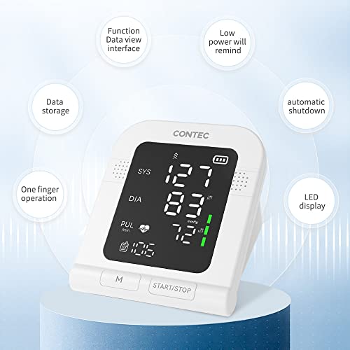Contec08C Automatic Upper Arm Blood Pressure Monitor,Irregular Heartbeat & Hypertension Detector, Bp Monitor With Led Display, 200 Sets Memory No Battery (Adult Cuff(8.7-13In)) #TOP1