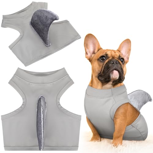 Clysee 2 Pcs Halloween Dog Shark Costumes Fish Fin Dog Costume for Dogs Puppy Cosplay Birthday Party Outfit (Medium)
