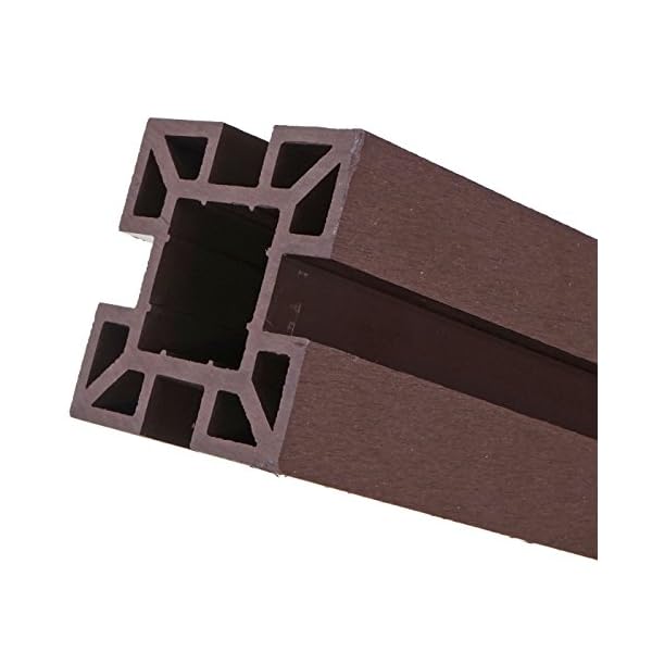 Mendler WPC-Sichtschutz Sarthe, Windschutz Zaun, WPC-Pfosten zum Einbetonieren - Basiselement, 195cm braun – Bild 7