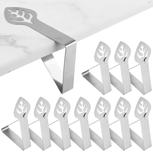 KOLZEMV 10 Piezas Clips de Acero Grandes Inoxidable Mantel Pinza para Mantel Cubierta, sujeta manteles, sujeta manteles de mesa exterior, mesa jardin exterior, para hogar, Fiestas,Restaurante, Bodas